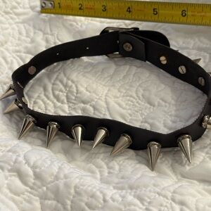 Black Spiked Faux Leather Choker